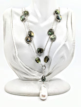 Load image into Gallery viewer, Labradorite &amp; Sterling gem chain with detachable Pearl pendant
