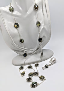 Labradorite & Sterling gem chain with detachable Pearl pendant