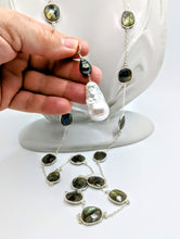 Load image into Gallery viewer, Labradorite &amp; Sterling gem chain with detachable Pearl pendant
