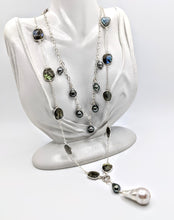 Load image into Gallery viewer, Labradorite &amp; Sterling gem chain with detachable Pearl pendant
