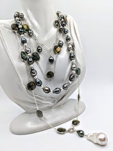 Load image into Gallery viewer, Tahitian pearl necklace with satin sterling silver accents
