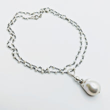 Load image into Gallery viewer, Blackened Sterling silver pearl chain with Baroque pearl pendent
