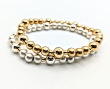Load image into Gallery viewer, Sterling silver bracelet with matte and bright Sterling or gold bead accents

