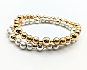 Sterling silver bracelet with matte and bright Sterling or gold bead accents
