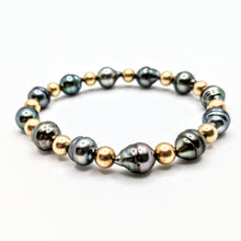 Load image into Gallery viewer, Multi Tahitian pearl bracelet - 14Kgf or Sterling beads
