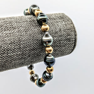 Multi Tahitian pearl bracelet - 14Kgf or Sterling beads