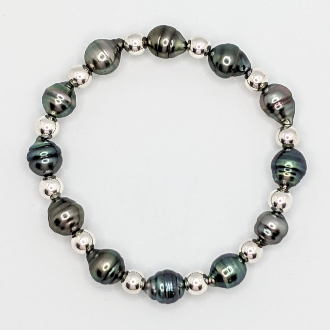 Multi Tahitian pearl bracelet - 14Kgf or Sterling beads