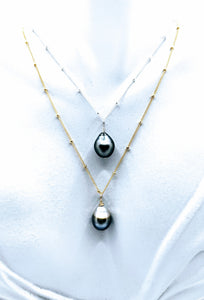 Single Tahitian Pearl necklace with removable pendant