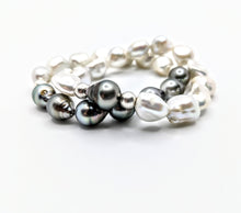 Load image into Gallery viewer, Single Tahitian and Keshi freshwater pearl bracelet
