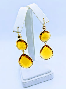 Double faceted earrings (shown In Citrine Hydro Quartz)