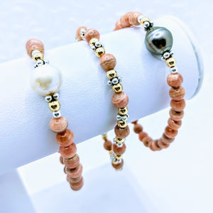 Gemstone stack bracelets (shown in Rhodochrosite)  .. sold together or separate. See gemstone options.