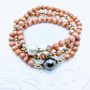Gemstone stack bracelets (shown in Rhodochrosite)  .. sold together or separate. See gemstone options.