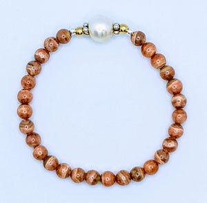 Gemstone stack bracelets (shown in Rhodochrosite)  .. sold together or separate. See gemstone options.