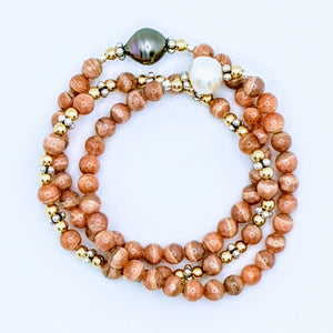 Gemstone stack bracelets (shown in Rhodochrosite)  .. sold together or separate. See gemstone options.