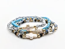 Load image into Gallery viewer, Pearl cross bracelets .. available in many colors
