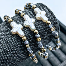 Load image into Gallery viewer, Pearl cross bracelets .. available in many colors
