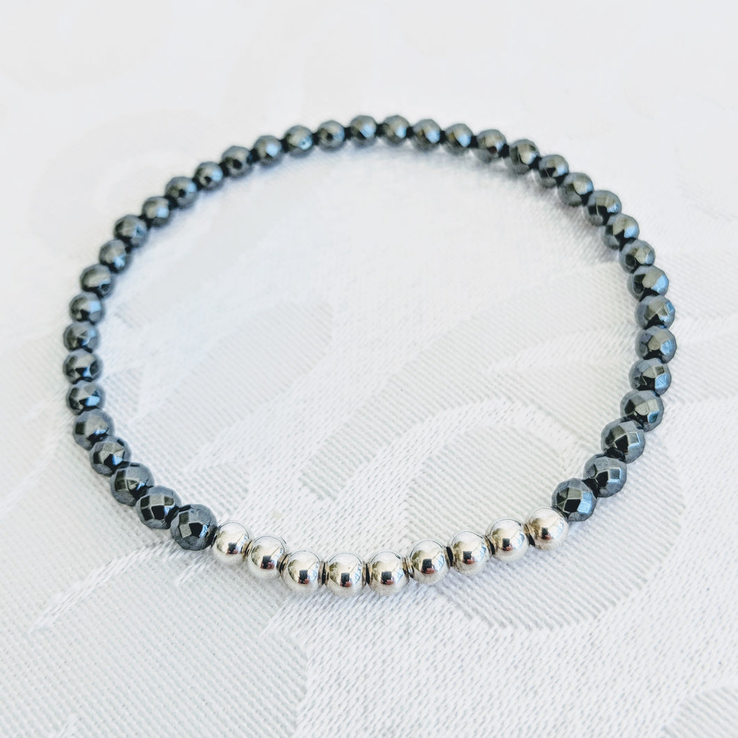Faceted Hematite and Sterling Silver