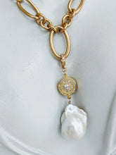 Load image into Gallery viewer, Large Baroque pearl and cubic zirconia enhancer
