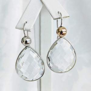 Single faceted earrings in Sterling silver or gold Vermeil with interchangable beads (See all color options)