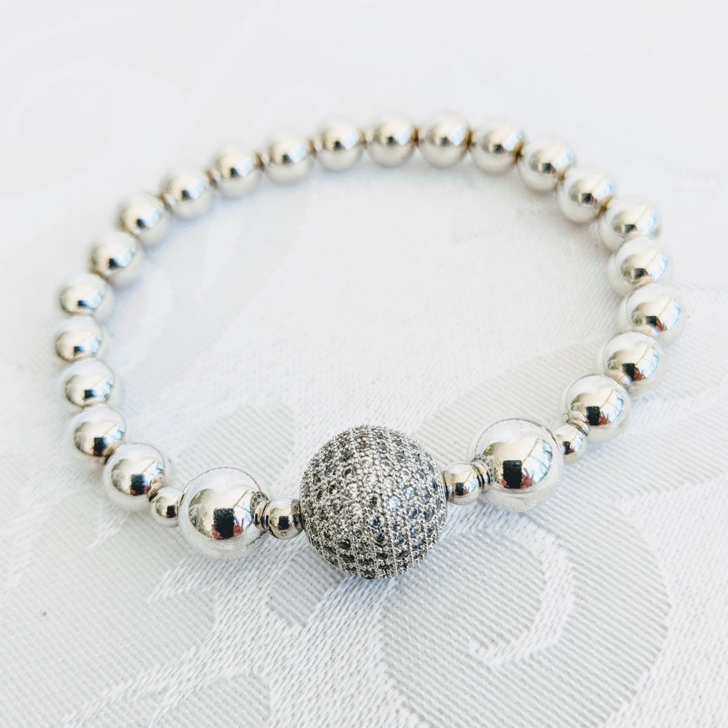 Sterling silver balls with silver CZ ball
