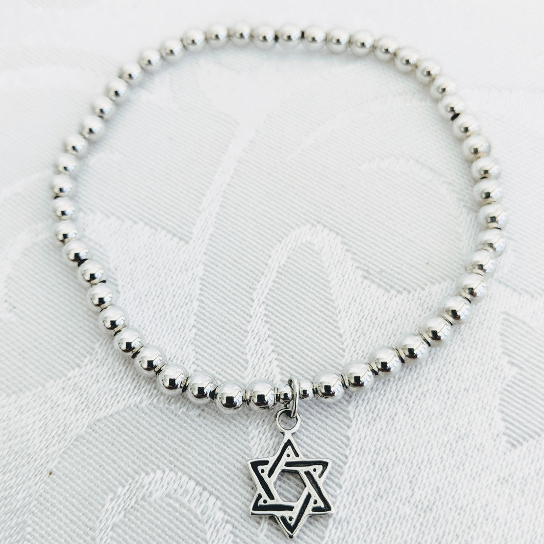 Sterling silver with silver Star of David