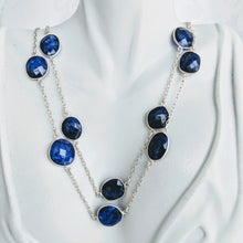 Load image into Gallery viewer, Sterling silver and Blue Sapphire gem chain necklace
