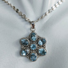 Load image into Gallery viewer, Blue Topaz and Sterling silver pendant
