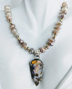 Raw opal and silverite necklace