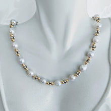 Load image into Gallery viewer, Baby Baroque freshwater pearl necklace with silver caviar and 14k gold fill
