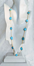 Load image into Gallery viewer, Gold and Turquoise gem chain necklace

