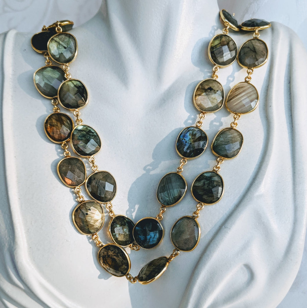 Gold and Labradorite gem chain