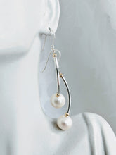 Load image into Gallery viewer, Sterling tube pearl earrings

