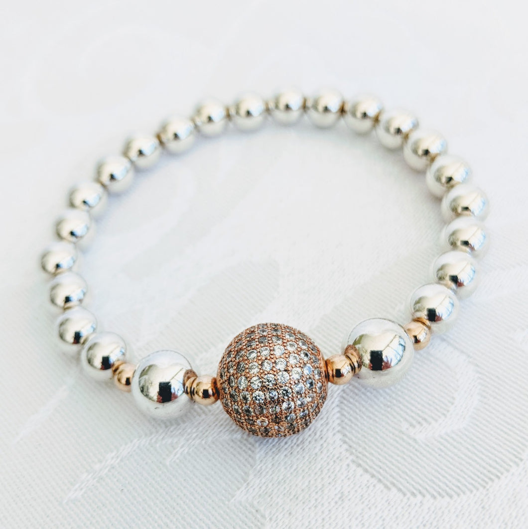 Sterling silver balls with rose CZ ball