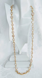 Gold and Sea Green Chalcedony gem chain necklace