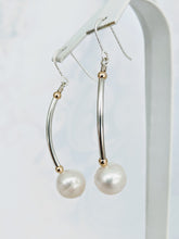 Load image into Gallery viewer, Sterling tube pearl earrings
