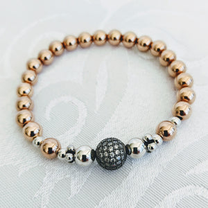 Sterling and 14k rose gf with cubic zirconia accent