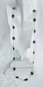 Sterling silver and Blue Sapphire gem chain necklace