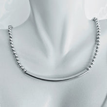 Load image into Gallery viewer, Sterling silver ball necklace with SS tube bar (also available in 14k gf)
