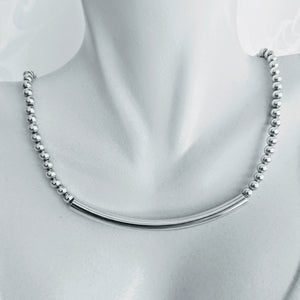 Sterling silver ball necklace with SS tube bar (also available in 14k gf)
