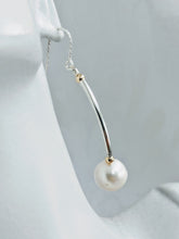 Load image into Gallery viewer, Sterling tube pearl earrings
