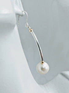 Sterling tube pearl earrings