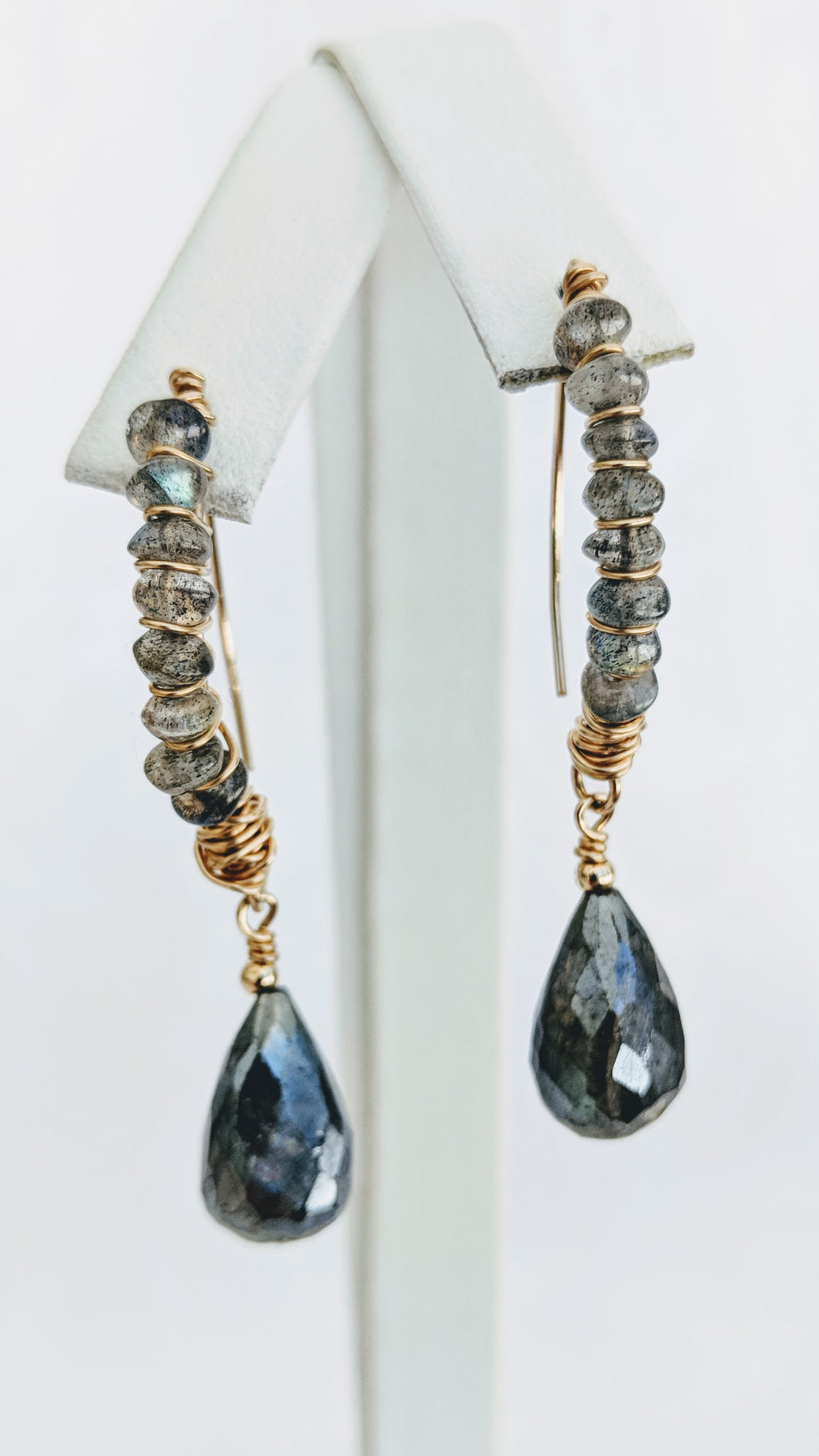 Faceted Labradorite wired earrings