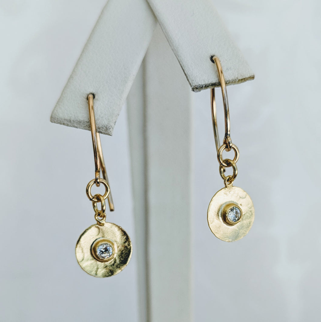 14k gold fill Marquise earwire with cubic zirconia disk earrings