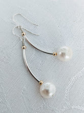 Load image into Gallery viewer, Sterling tube pearl earrings
