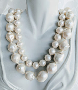 Double strand cultured freshwater pearl necklace
