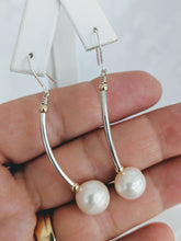 Load image into Gallery viewer, Sterling tube pearl earrings
