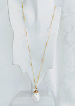 Load image into Gallery viewer, Gold vermeil cubic zirconia chain with wrapped Baroque Pendant
