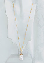 Load image into Gallery viewer, Gold vermeil cubic zirconia chain with wrapped Baroque Pendant
