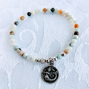Multicolored amazonite with pewter mermaid charm