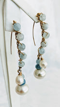 Load image into Gallery viewer, Aquamarine and pearl wired earrings
